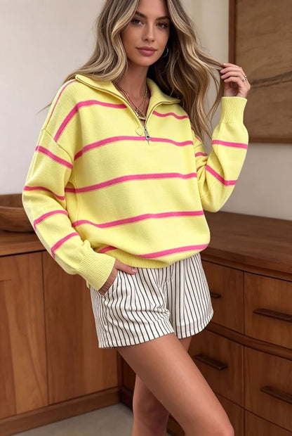 Soft Stripe Half-Zip Sweater