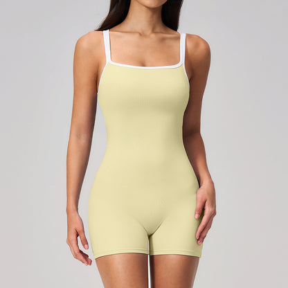 Contrast Trim Low Back Spaghetti Strap Yoga wear
