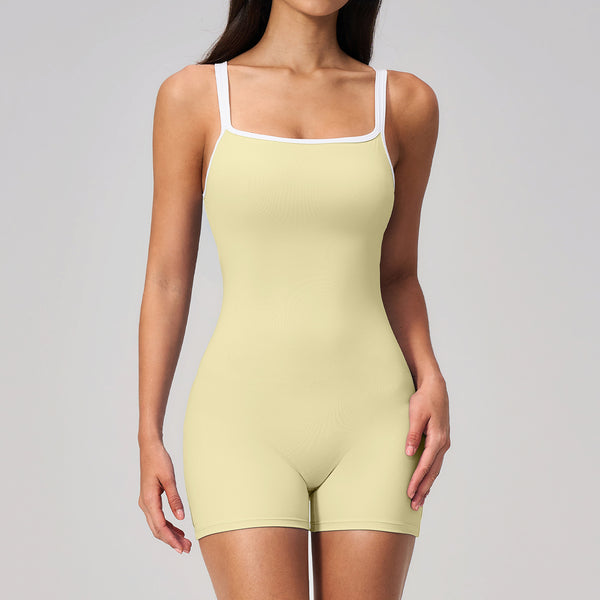 Contrast Trim Low Back Spaghetti Strap Yoga wear