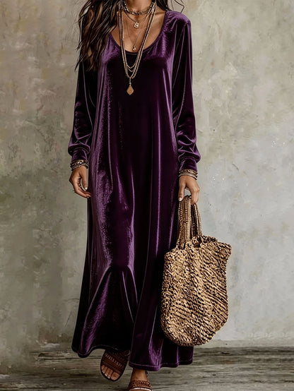 Velvet Long Sleeve Maxi Dress
