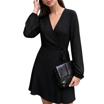 V-Neck Wrap Mini Dress