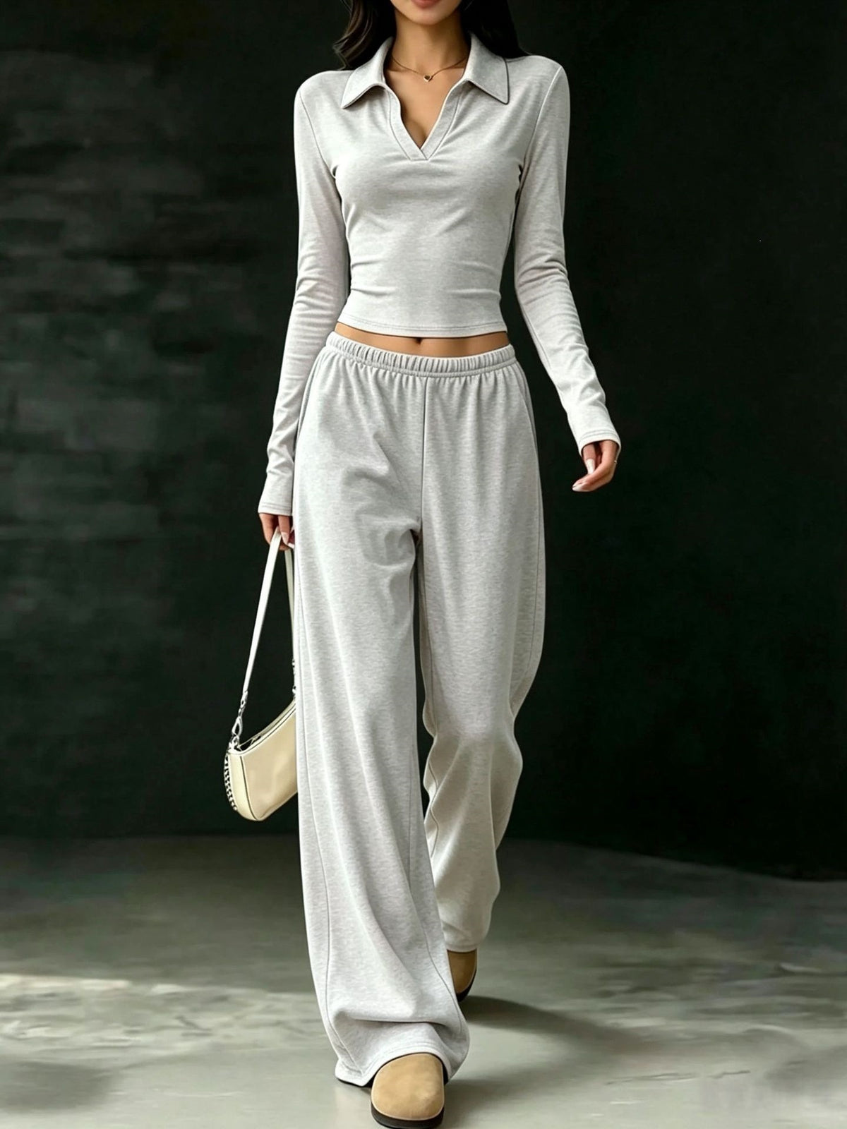 Slim-Fit Long-Sleeve Set With Pockets