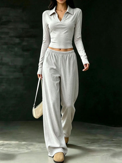Slim-Fit Long-Sleeve Set With Pockets