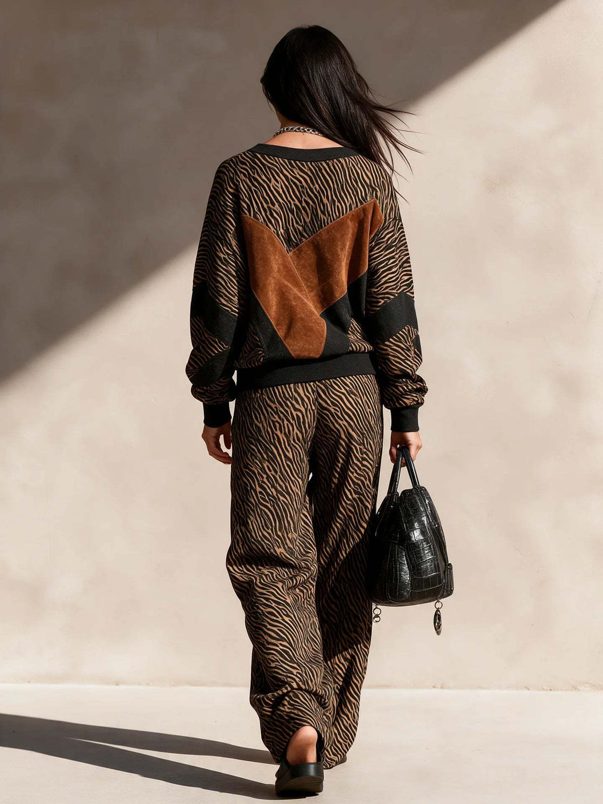 Tiger-Print Knit Two-Piece Set