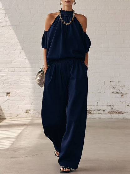 Halter Top & Wide Leg Pants 2-Piece Set | Ultimate Comfort & Style