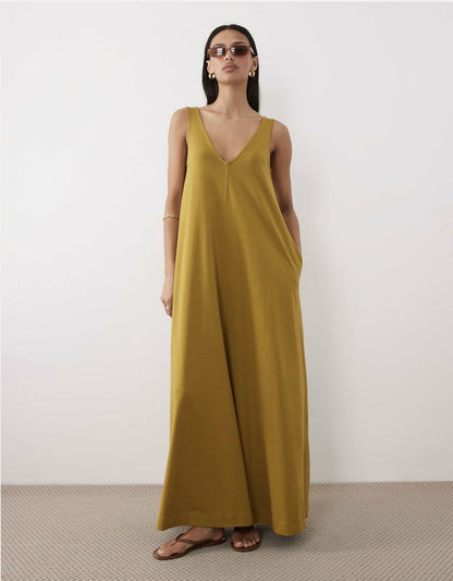 Flowy V-Neck Sleeveless Maxi Dress