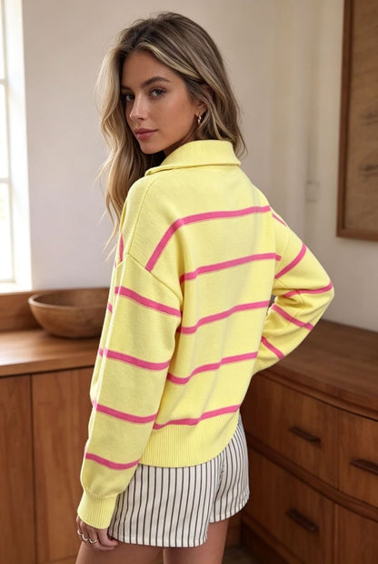 Soft Stripe Half-Zip Sweater