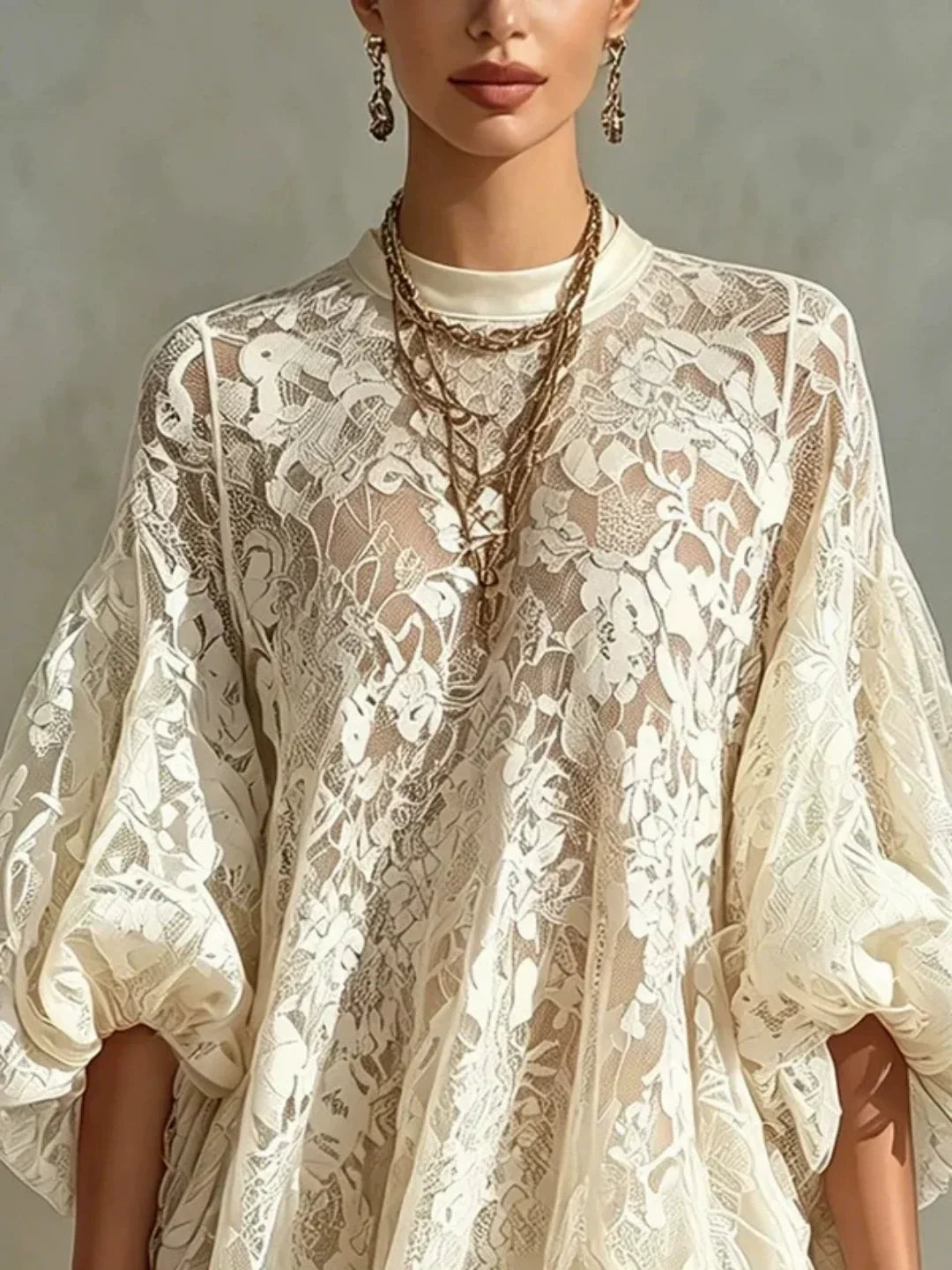 Bianca Ivory Lace Poncho Cover-Up Dress