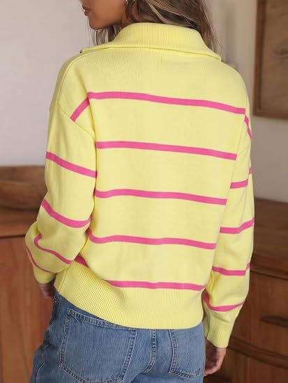 Soft Stripe Half-Zip Sweater