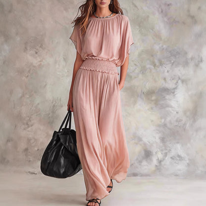 Flowy Wide-Leg Smocked Waist Jumpsuit