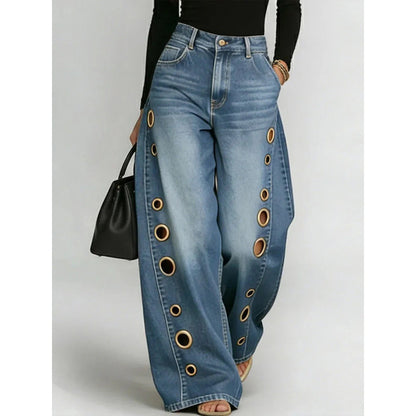Women High Waist Wide Leg Jeans