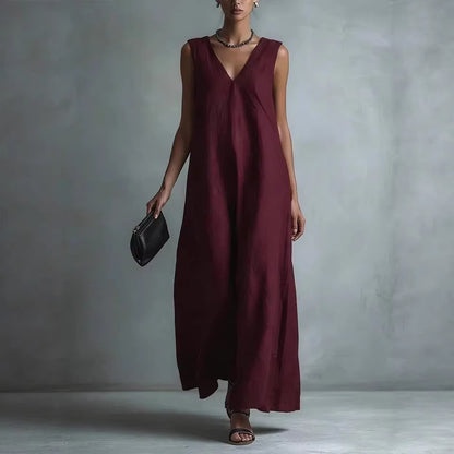 Oversized Sleeveless Linen Maxi Dress