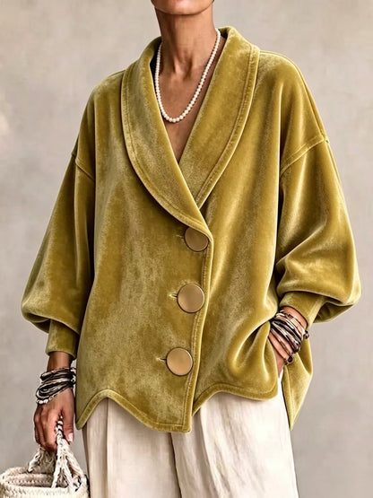 Luxe Velvet Oversized Button Jacket