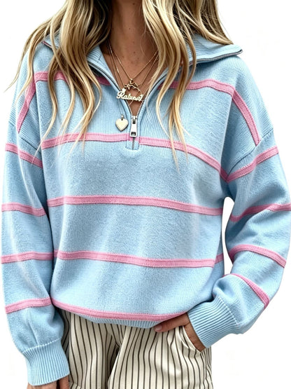 Soft Stripe Half-Zip Sweater