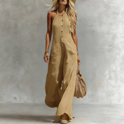 Breezy Halter Wide-Leg Jumpsuit