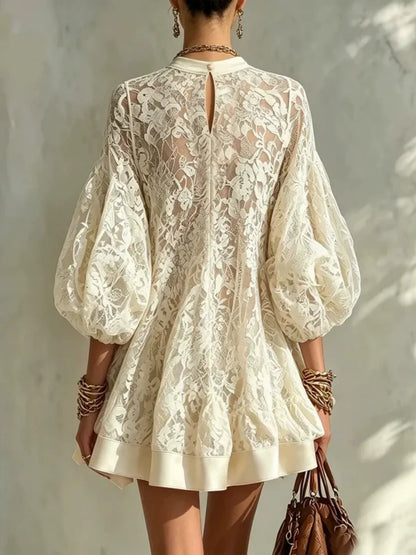Bianca Ivory Lace Poncho Cover-Up Dress