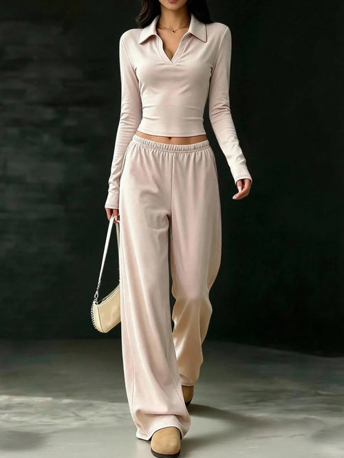 Slim-Fit Long-Sleeve Set With Pockets