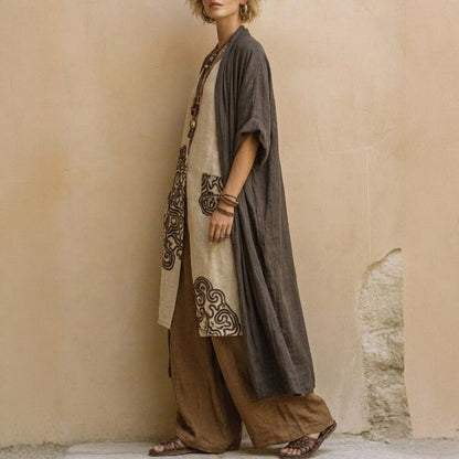 Women's Spring/Summer Cotton Linen Casual Vacation Three-Piece Set