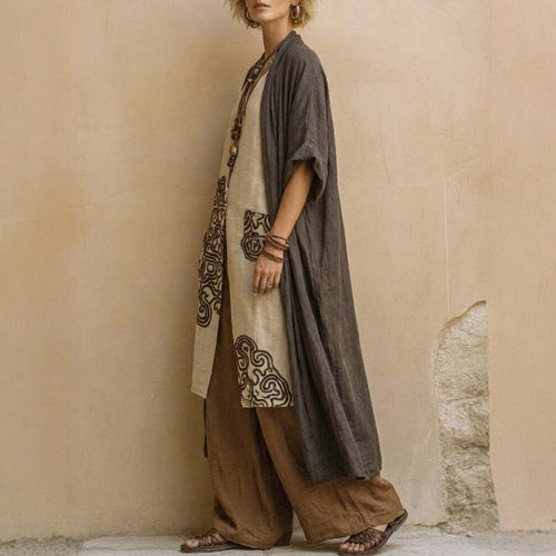 Women's Spring/Summer Cotton Linen Casual Vacation Three-Piece Set
