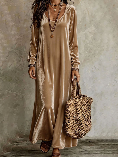 Velvet Long Sleeve Maxi Dress