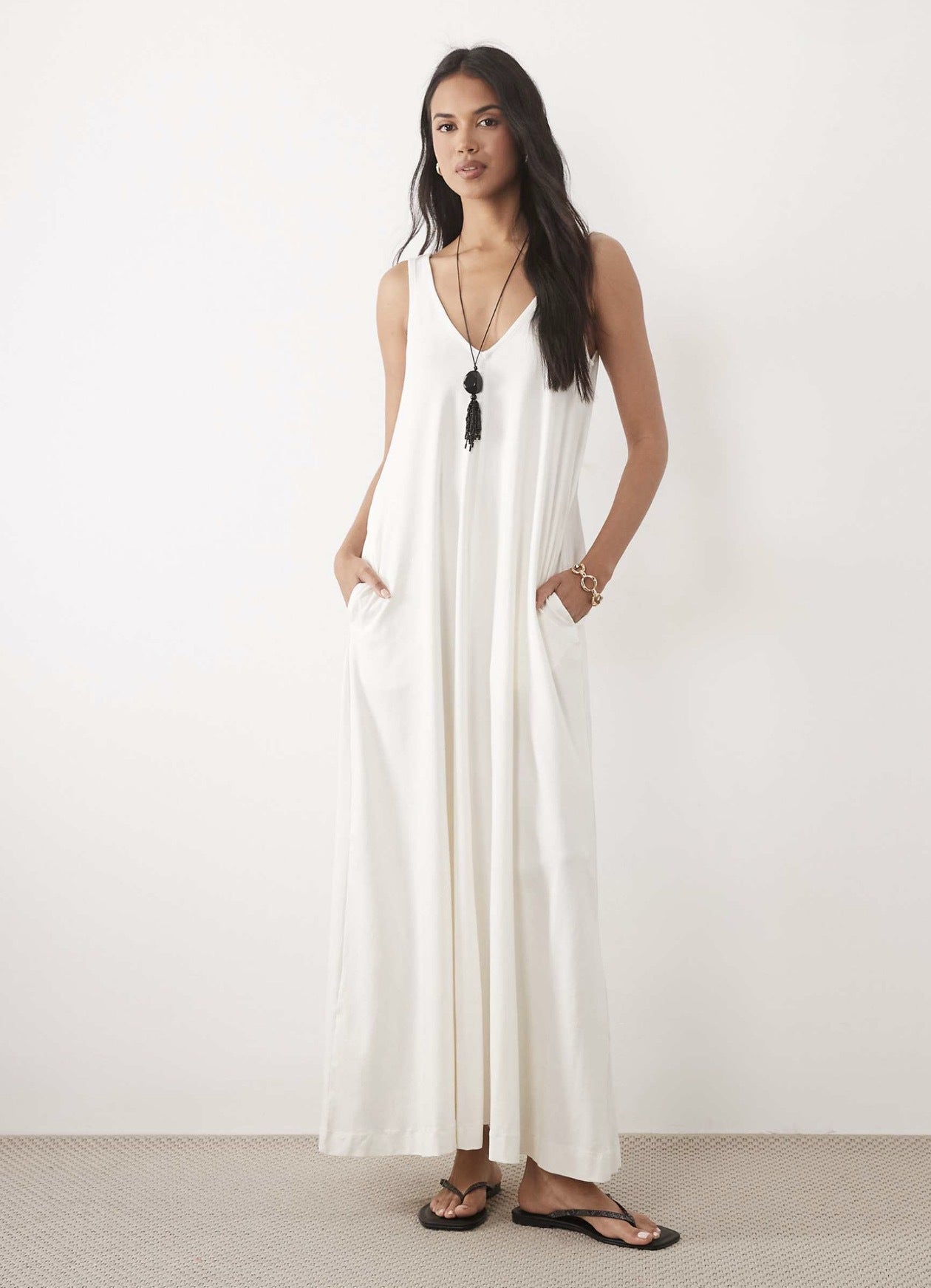 Flowy V-Neck Sleeveless Maxi Dress