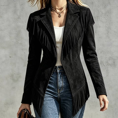 Faux Suede Fringe Jacket