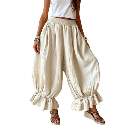 Crinkled Textured Balloon Harem Pants
