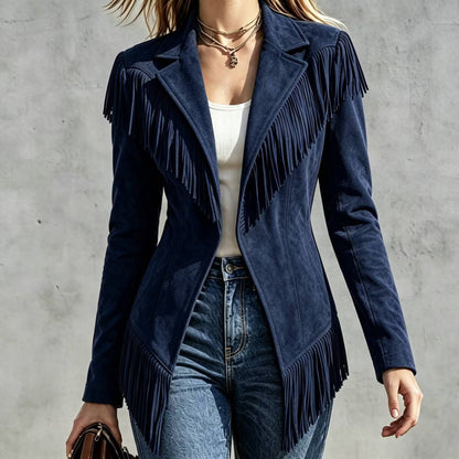 Faux Suede Fringe Jacket