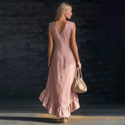 Romantic V-Neck Ruffle Dress