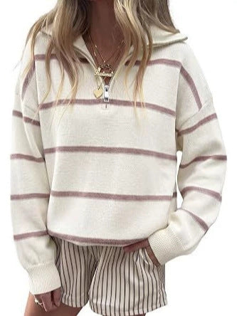 Soft Stripe Half-Zip Sweater