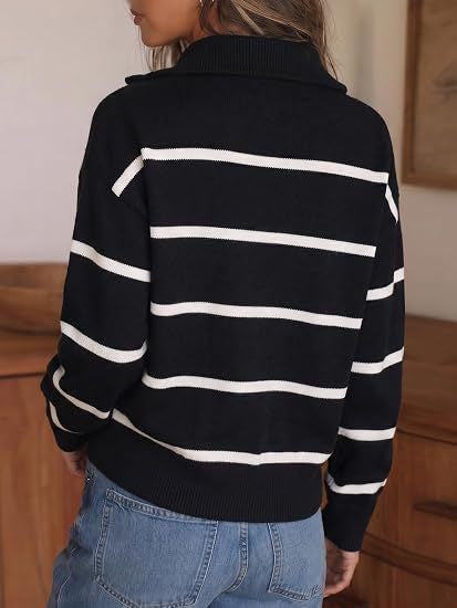 Soft Stripe Half-Zip Sweater