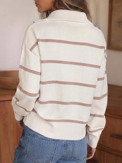 Soft Stripe Half-Zip Sweater