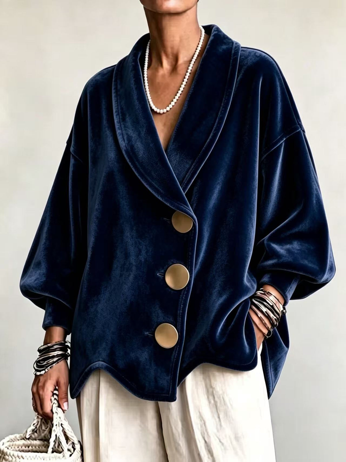 Luxe Velvet Oversized Button Jacket