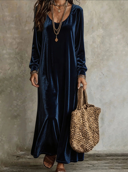 Velvet Long Sleeve Maxi Dress