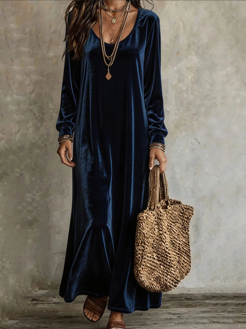 Velvet Long Sleeve Maxi Dress