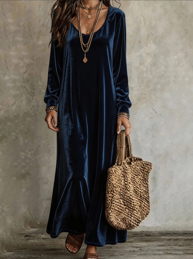 Velvet Long Sleeve Maxi Dress