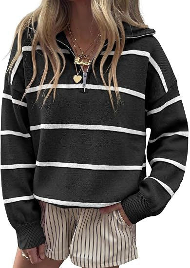 Soft Stripe Half-Zip Sweater