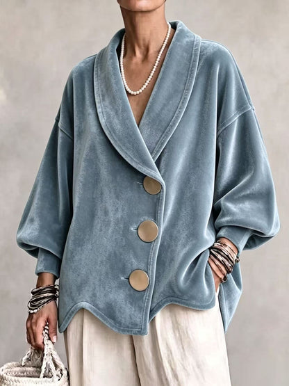 Luxe Velvet Oversized Button Jacket