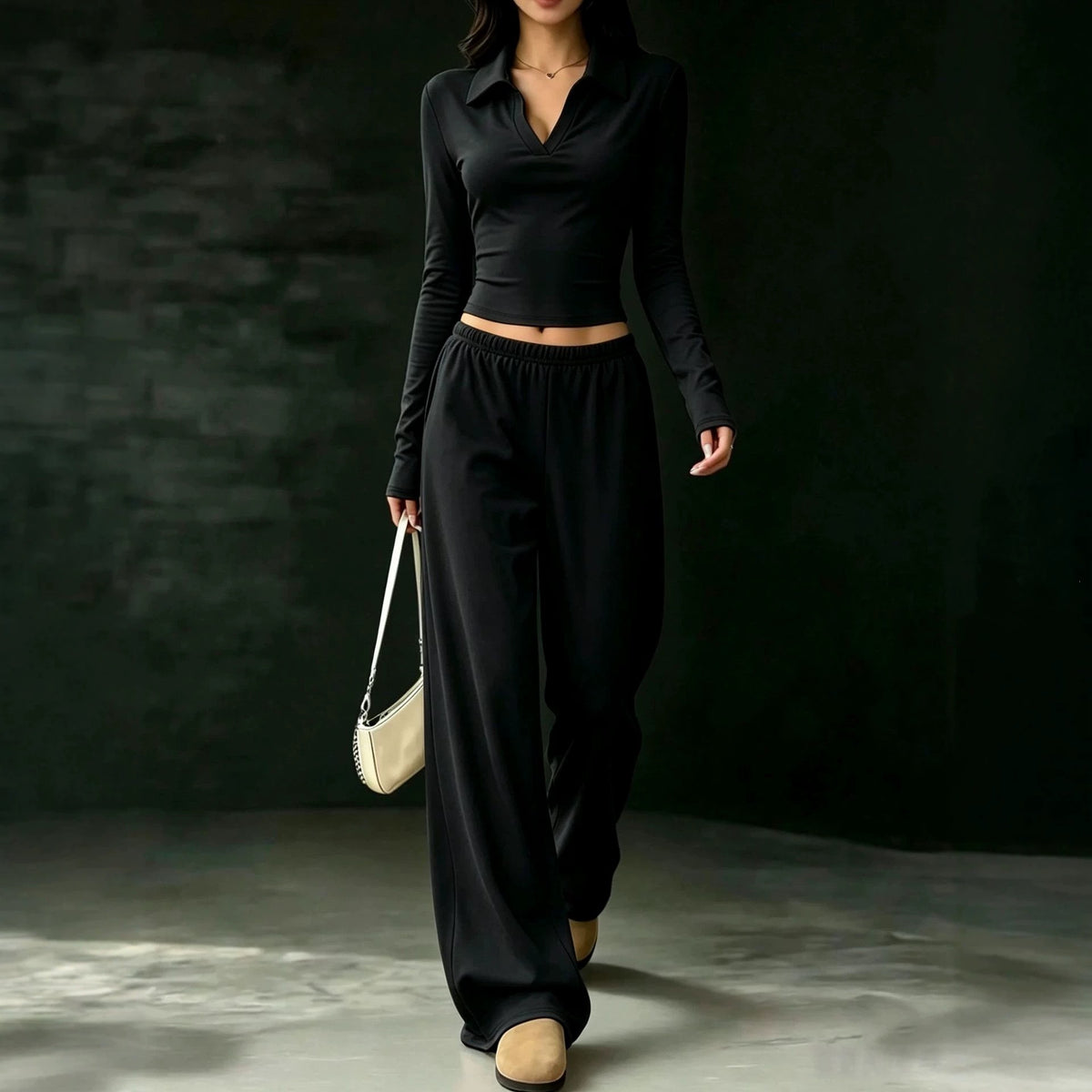 Slim-Fit Long-Sleeve Set With Pockets