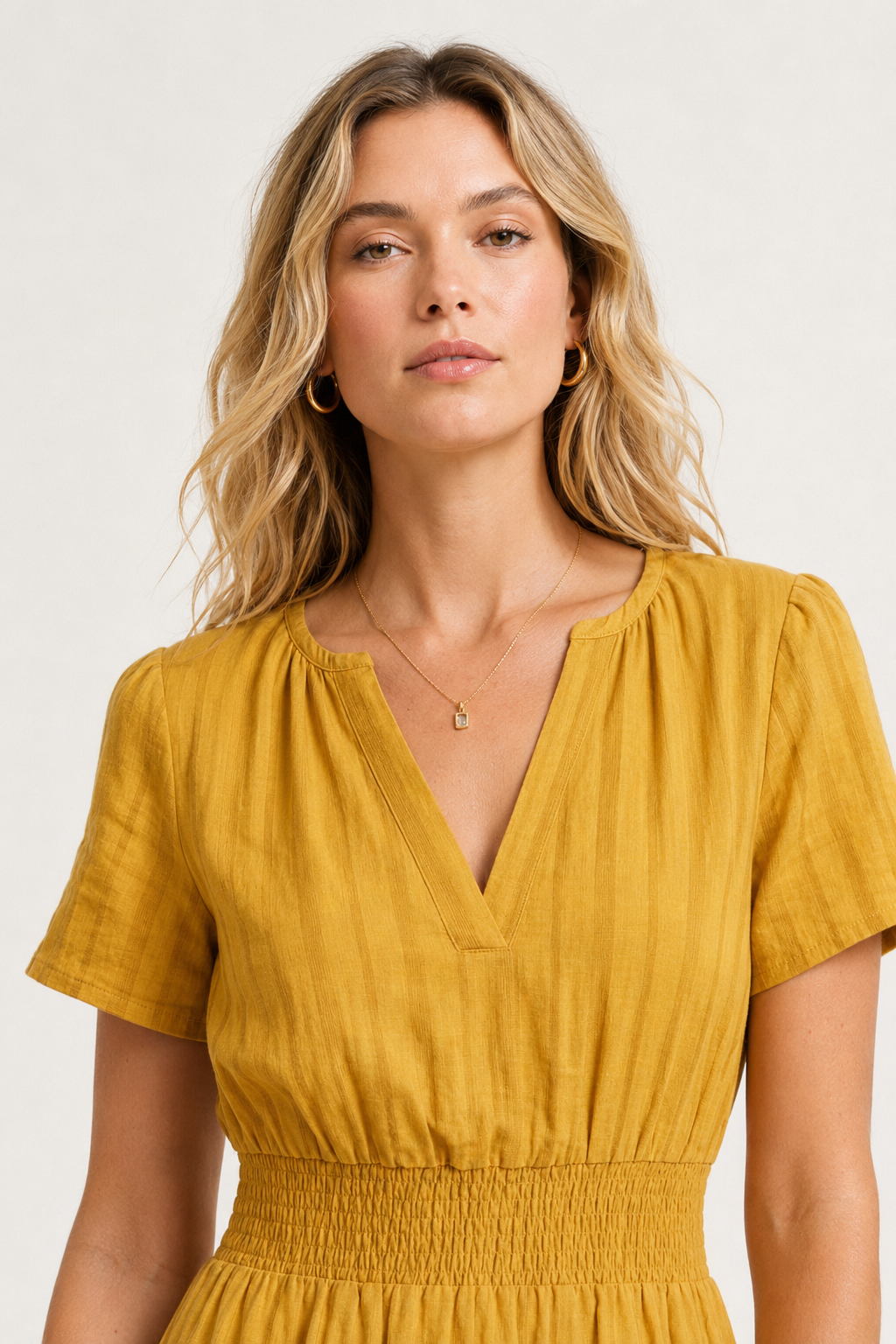 Tiered Notched Short Sleeve Dress