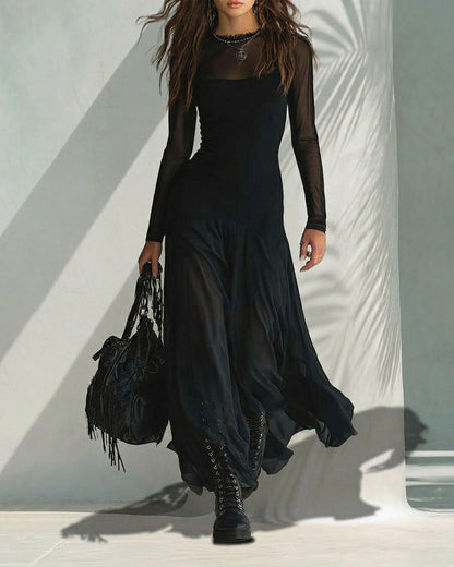 Zeagoo Women's 2026 Elegant Mesh Splicing Maxi Dress Sleeveless Sheer Overlay Evening Party Wedding Guest