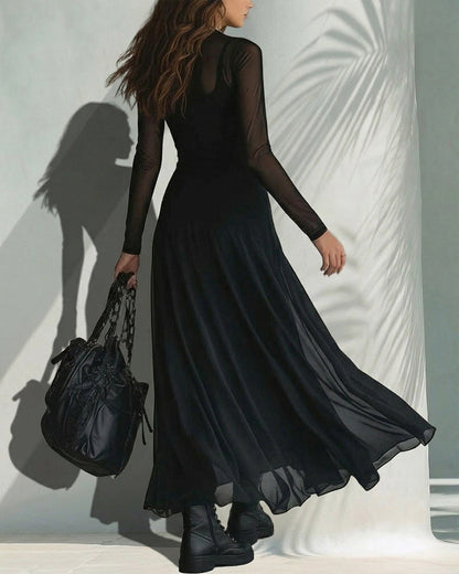Zeagoo Women's 2026 Elegant Mesh Splicing Maxi Dress Sleeveless Sheer Overlay Evening Party Wedding Guest