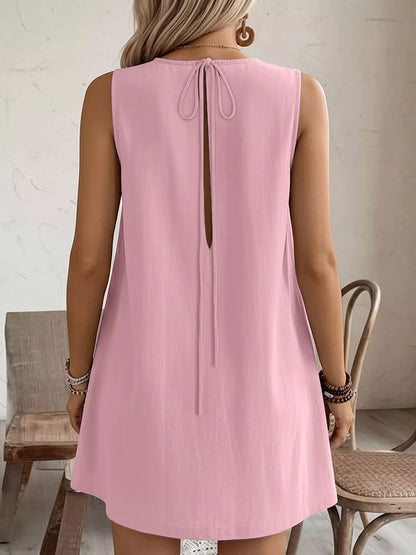Frill Sleeveless Round Neck Dress