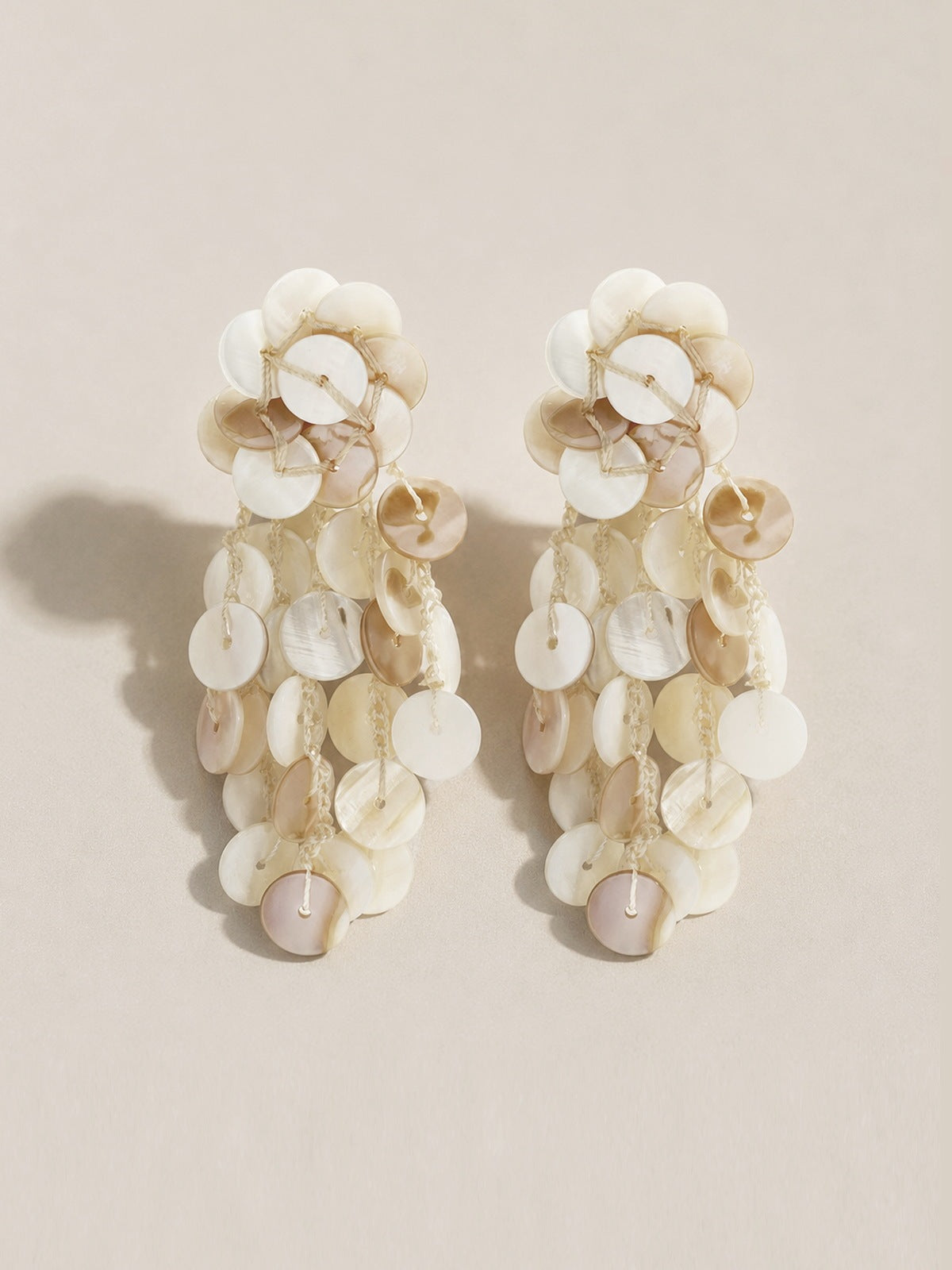 Handcrafted Shell Disc Tassel Earrings