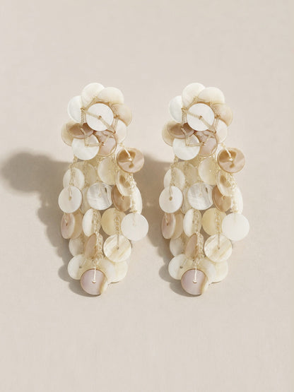 Handcrafted Shell Disc Tassel Earrings