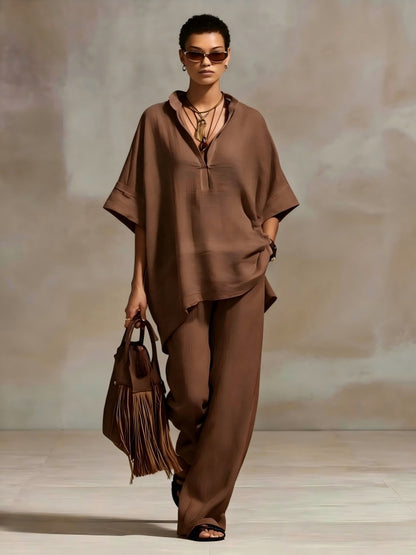 Oversized Relaxed Two Piece Linen Feel Matching Set