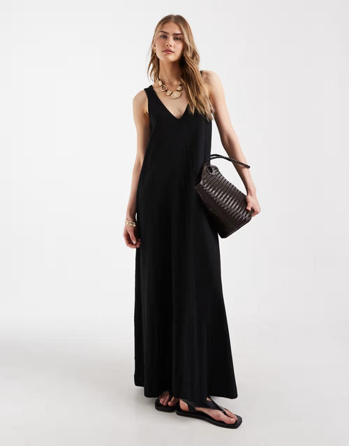 Flowy V-Neck Sleeveless Maxi Dress
