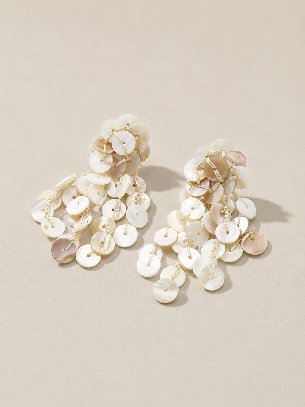 Handcrafted Shell Disc Tassel Earrings