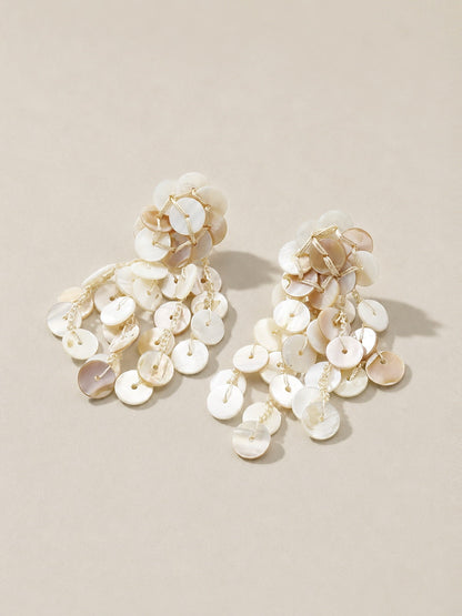 Handcrafted Shell Disc Tassel Earrings