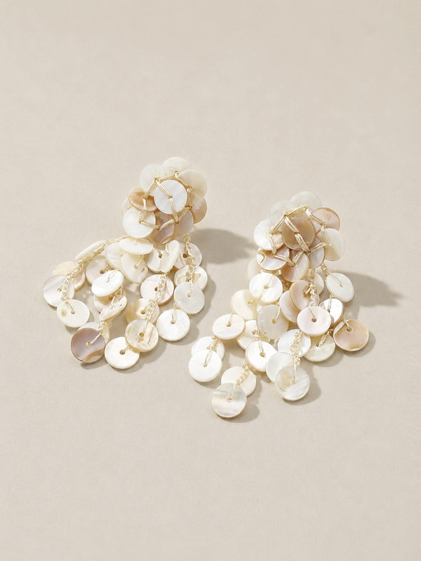 Handcrafted Shell Disc Tassel Earrings